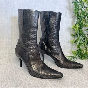 Cole Haan silver snakeskin boots | size 9.5